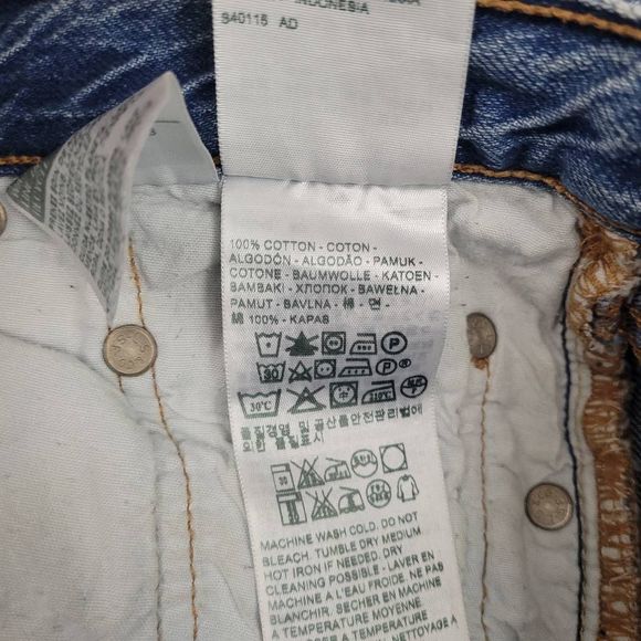 Levis 501 Straight Leg Button Fly Jeans Sz 26 Medium Wash Mid Rise 100% Cotton - Picture 3 of 9